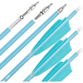 31" Carbon Arrows Fluorescence Color Archery Hunting Arrows 500 600 Spine with Feather Fletched Target Practice Arrows for Archery Compound & Recurve & Long Bow 6/12pcs