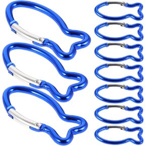 PartyKindom Fish Shaped Carabiner: 10pcs Climbing Carabiner Clips Aluminum Alloy Snap Hooks for Mountain Climbing Heavy Duty Locking Grappling Hook for Backpacking Hammock Alien Travel Hiking Buckles
