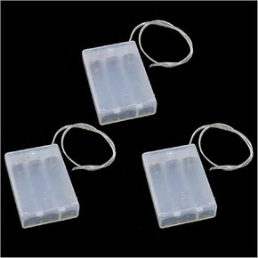 3PCS 69x48x18mm Transparent 3 AA Regular Battery Box with Wire and Switch for DIY Electric Toy and String Light