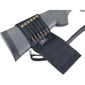 Uncle Mike's Buttstock Shell Holder with Flap Buttstock Shell Holder Kodra Black Rifle w/Flap, Card 88482