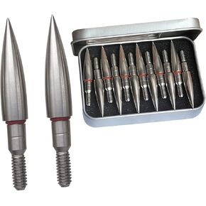 9/32″ 125 Grains Field Points arrowheads, Stainless Steel Archery Target Bullet Point Sharp Targethead Screw in Broadheads (1 Dozen 12 PCS) (9/32″125Grain-D, 9/32″)