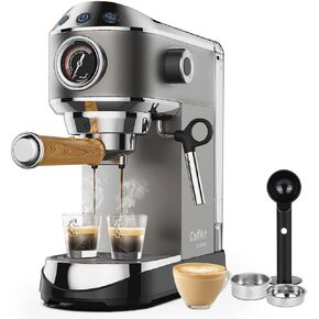 Biolomix 20 Bar Espresso Coffee Maker Machine with Milk Frother Wand for Espresso, Cappuccino, Latte and Mocha (CM7008+Coffee Tamper and Tamping Mat)