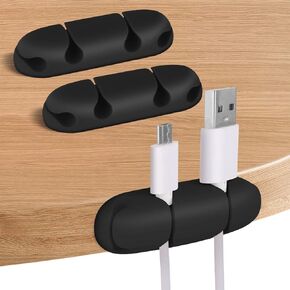 WLLHYF Cable Clips 3PCS Cord Wire Organizer Cable Management Holders 4 Hole Silicone Cable Harness USB Charging Accessory Cable Holder for Office and Home Desk (Pink)
