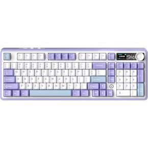 FIRSTBLOOD ONLY GAME. AK992 Retro Wired Mechanical Keyboard, 98 Keys Full Layout, Hot-Swappable USB Gaming Keyboard with Red Switches, Multimedia Keys Knob, Blue Backlit, Anti-Ghosting, Grey