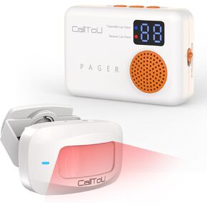 CallToU Bed Alarm and Fall Prevention for Elderly/Dementia/Patients Wireless Caregiver Pager Motion Sensor Detector Alert Bed Alarm for Elderly Adults with Vibration Digital Display Low Battery Remind