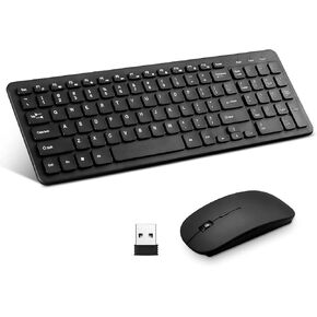 Wireless Keyboard and Mouse Combo, Compact Quiet Wireless Keyboard and Mouse Set 2.4G Ultra-Thin Sleek Design for Windows, Computer, Desktop, PC, Notebook, Laptop (Pink)