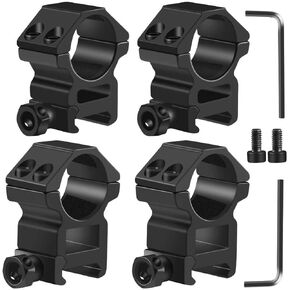 1'' Scope Rings, 2Pcs High Profile & 2Pcs Medium Profile 1 Inch Scope Mount Rings for Picatinny Rail - Pack of 4