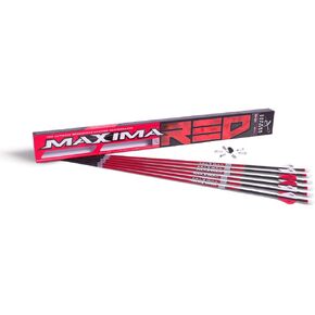 Carbon Express Maxima RED Fletched Carbon Arrows with Dynamic Spine Control and Blazer Vanes, 6-Pack, Available in 250(.400 Spine) & 350(.350 Spine)