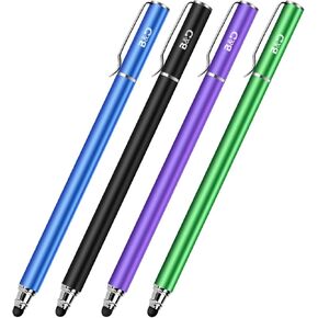 Capacitive Stylus/Styli 2-in-1 Universal Touch Screen Pen for All Touch Screen Tablets & Cell Phones with 20 Extra Replaceable Soft Rubber Tips (Pack of 4)