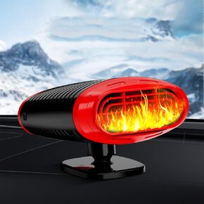 Car Heater, 120W 12V Portable Upgrade Windshield Fast Heating Defogger Defroster Demister & Cooling Car Fan 2 in 1, Plug into Cigarette Lighter with Suction Holder