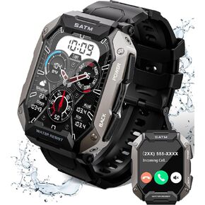Smart Watch for Men，with Answer/Make Call 100+ Sports Modes Fitness Smart Watch, IP68 Waterproof 80 Days Extra-Long Battery Heart Rate/Blood Oxygen/Sleep Monitor Smartwatch for Android and iOS