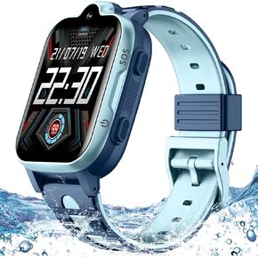 4G GPS Smart Watch for Kids GPS Tracker Phone Watch Whatsapp Video Call SOS Alarm Voice Chat Message and Text Real-Time Tracking Smartwatch for Age 3-15 Gift Blue