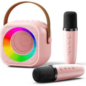 Kids Karaoke Machine for Girls Gifts: Mini Karaoke Machine with 2 Wireless Microphones - 2024 Christmas Holiday Toys for 4 5 6 7 8 9 10 Year Old Girls Birthday Gifts