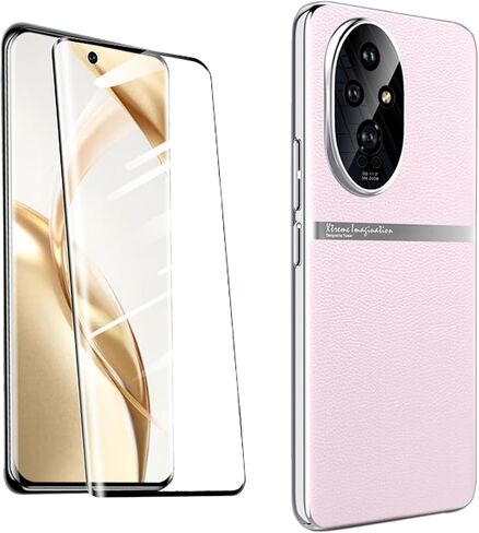 QUIETIP Case Compatible with Honor 200 5G with Tempered Glass Screen Protector,Hard PC Protective Cover,Pink in Saudi Arabia