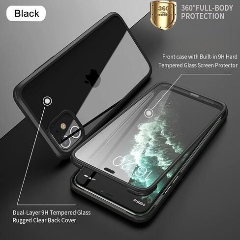 حافظة UBUNU لهاتف iPhone 12 Pro Max مع واقي شاشة مدمج من الزجاج المقسى وطبقة مزدوجة مطورة 360 درجة لكامل الجسم حافظة هاتف شفافة لهاتف iPhone 12 Pro Max 6.7 بوصة للرجال والنساء - أزرق in Saudi Arabia