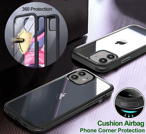 حافظة UBUNU لهاتف iPhone 12 Pro Max مع واقي شاشة مدمج من الزجاج المقسى وطبقة مزدوجة مطورة 360 درجة لكامل الجسم حافظة هاتف شفافة لهاتف iPhone 12 Pro Max 6.7 بوصة للرجال والنساء - أزرق in Saudi Arabia