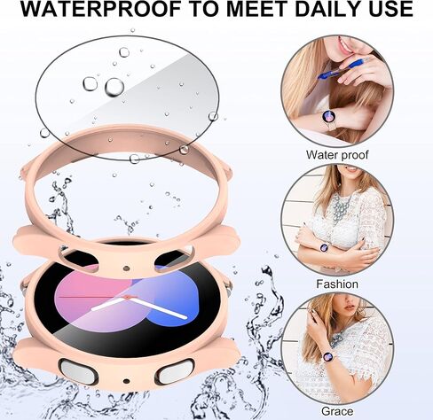 2+2 حزمة Suoman لساعة Samsung Galaxy Watch 4 مقاس 40 مم واقي شاشة + غطاء واقي، شاشة من الزجاج المقسى + مجموعة حافظة حماية غير لامعة من البولي كربونات لساعة Galaxy Watch 4 40 مم (أسود + أسود) in Kuwait