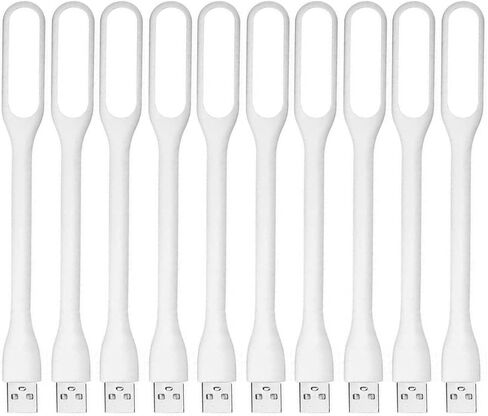 مصباح توصيل USB للكمبيوتر المحمول شحن الطاقة USB مصابيح كتاب صغيرة LED حماية العين ضوء القراءة ضوء دائري صغير ضوء ليلي (أبيض 10 قطعة ضوء USB) in Kuwait