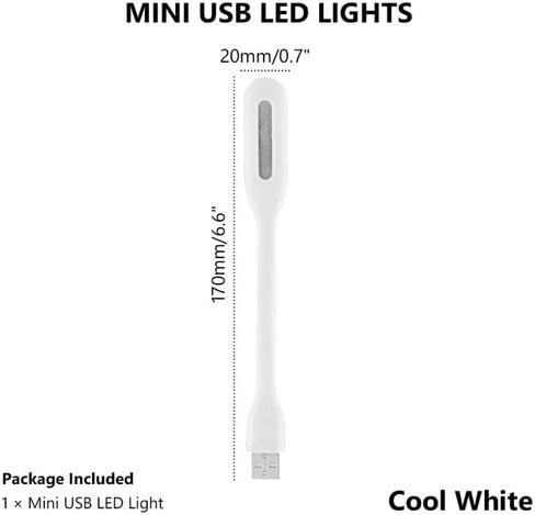 مصباح توصيل USB للكمبيوتر المحمول شحن الطاقة USB مصابيح كتاب صغيرة LED حماية العين ضوء القراءة ضوء دائري صغير ضوء ليلي (أبيض 10 قطعة ضوء USB) in Kuwait