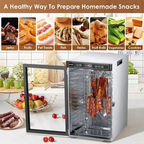 Food Dehydrator,14 Stainless Steel Trays, Dehydrator Machine For Jerky, Meat, Dog Treats, Herb, Vegetables, Fruit, 24H Timer, 194ºF Temperature Control, Safety Over-Heat Protection in Saudi Arabia