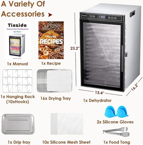 Food Dehydrator,14 Stainless Steel Trays, Dehydrator Machine For Jerky, Meat, Dog Treats, Herb, Vegetables, Fruit, 24H Timer, 194ºF Temperature Control, Safety Over-Heat Protection in Saudi Arabia
