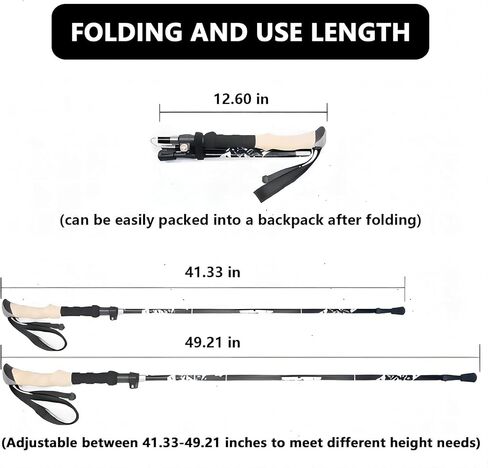 Collapsible Mountaineering Pole,Hiking Poles for Women, Lightweight, Foldable with Quick Lock System for Men and Women Camping and Hiking, 1pc. in Saudi Arabia