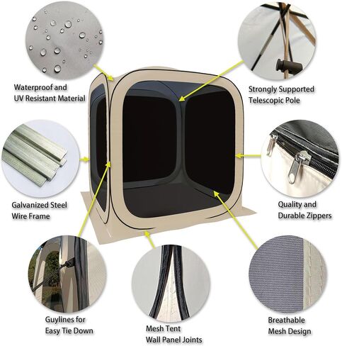 Pop-up Screened Tent, Instant Screen House Portable Screen Room Canopy Outdoor Gazebo with Mosquito Net for Patio, Backyard, Garden and Outdoor Activities, 12x12 in Saudi Arabia