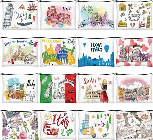 16 Pcs City Cosmetic Bag New York Souvenir Gifts Makeup Bag Italy Los Angeles Travel Vacation Zipper Pouch Purse for Women Birthday Christmas Trip Gifts Party Favors(New York) in Saudi Arabia