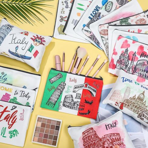 16 Pcs City Cosmetic Bag New York Souvenir Gifts Makeup Bag Italy Los Angeles Travel Vacation Zipper Pouch Purse for Women Birthday Christmas Trip Gifts Party Favors(New York) in Saudi Arabia