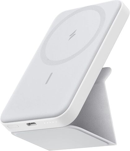 Anker Magnetic Battery (MagGo), 5,000 mAh Foldable Magnetic Wireless Portable Charger and USB-C for iPhone 15/15 Plus/15 Pro/15 Pro Max, iPhone 14/13 Series (Dolomite White) in Saudi Arabia