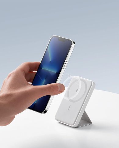 Anker Magnetic Battery (MagGo), 5,000 mAh Foldable Magnetic Wireless Portable Charger and USB-C for iPhone 15/15 Plus/15 Pro/15 Pro Max, iPhone 14/13 Series (Dolomite White) in Saudi Arabia