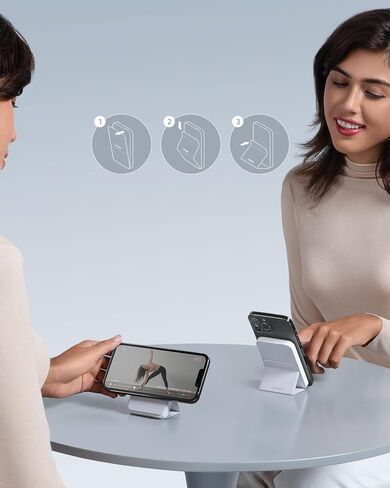 Anker Magnetic Battery (MagGo), 5,000 mAh Foldable Magnetic Wireless Portable Charger and USB-C for iPhone 15/15 Plus/15 Pro/15 Pro Max, iPhone 14/13 Series (Dolomite White) in Saudi Arabia
