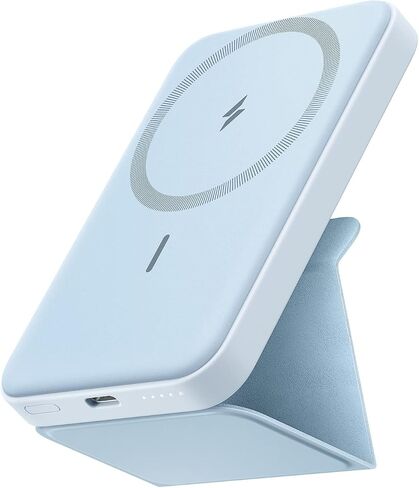 Anker Magnetic Battery (MagGo), 5,000 mAh Foldable Magnetic Wireless Portable Charger and USB-C for iPhone 15/15 Plus/15 Pro/15 Pro Max, iPhone 14/13 Series (Dolomite White) in Saudi Arabia