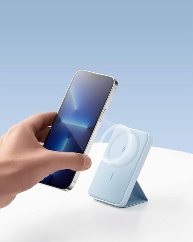 Anker Magnetic Battery (MagGo), 5,000 mAh Foldable Magnetic Wireless Portable Charger and USB-C for iPhone 15/15 Plus/15 Pro/15 Pro Max, iPhone 14/13 Series (Dolomite White) in Saudi Arabia