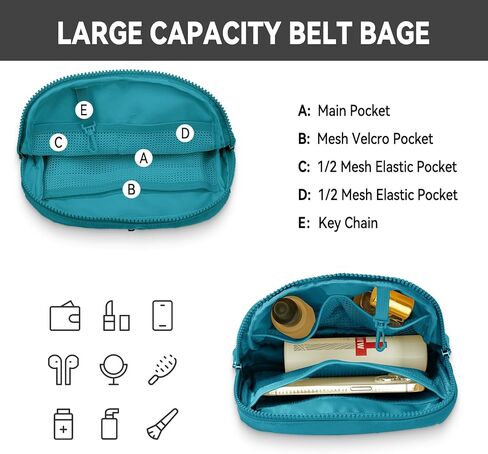 حقيبة حزام صغيرة مقاومة للماء من Mum's Memory للنساء، حقيبة كاجوال من النايلون في كل مكان للسفر والجري والمشي لمسافات طويلة وركوب الدراجات (أخضر جيشي) in Kuwait