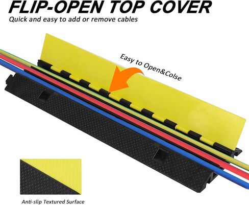 Cable Ramp 1 Pack 3 Channel Rubber Cable Protector Ramps, Cable Wire Cord Cover Ramp, 28000 lbs Capacity Heavy Duty Speed Bump Driveway Outdoor Hose Cable Ramp Protective Cover in Saudi Arabia