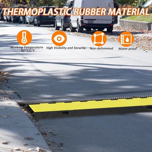 Cable Ramp 1 Pack 3 Channel Rubber Cable Protector Ramps, Cable Wire Cord Cover Ramp, 28000 lbs Capacity Heavy Duty Speed Bump Driveway Outdoor Hose Cable Ramp Protective Cover in Saudi Arabia