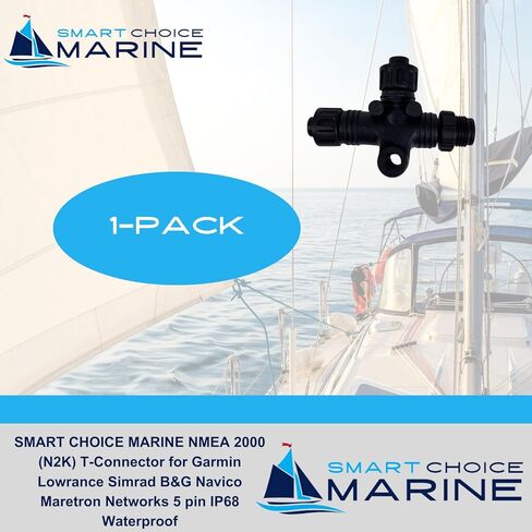 SMARTMARINE NMEA 2000 (N2K) T-Connector لـ Garmin Lowrance Simrad B&G Navico Maretron Networks 5 pin IP68 مقاوم للماء (عبوة واحدة) in Kuwait