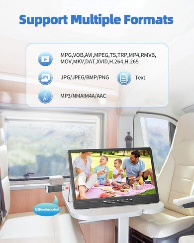 تلفزيون ديسوبري 18 بوصة محمول مع هوائي، تلفزيون صغير مع مدخل HDMI 1080P، مدخل AV، منفذ USB، حامل مدمج، تلفزيون محمول صغير للمطبخ وغرفة النوم والتخييم RV، جهاز تحكم عن بعد، لا بطارية ولا واي فاي in Kuwait