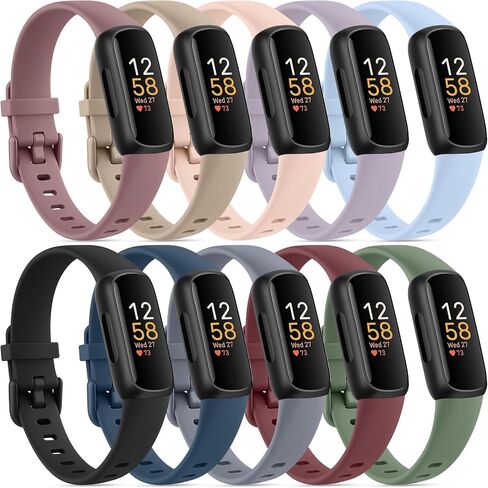 10 عبوات من Fitbit Inspire 3 - أشرطة بديلة رياضية قابلة للتعديل من السيليكون الناعم للنساء والرجال in Kuwait