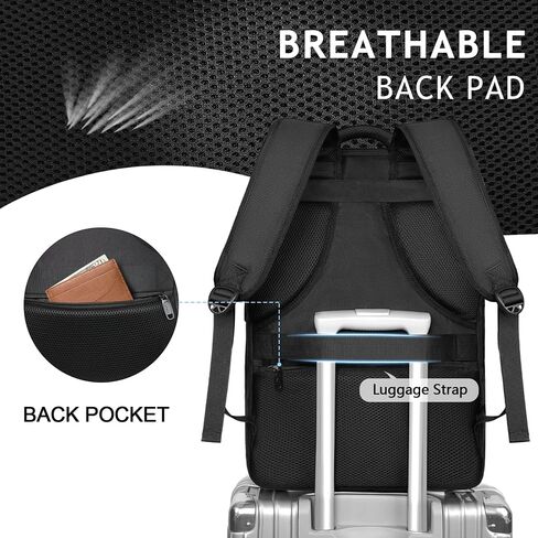 MATEIN Carry on Backpack, Extra Large 40L Flight Approved Travel Laptop Backpack with USB Port, 17 Inch Water Resistant Luggage Computer Daypack College Overnight Weekender Bag for Men & Women, Black in Kuwait