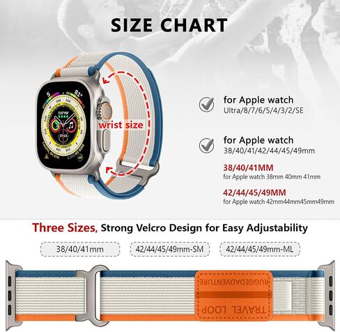 Trail Loop Nylon Band - Compatible with Apple Watch Ultra 2 Band 49mm 46mm 45mm 44mm 42mm 41mm 40mm 38mm Men Women,Rugged Braided Elastic Weave Sport Strap for iWatch Ultra Series 10/9/8/7/6/SE/5/4/3 in Kuwait