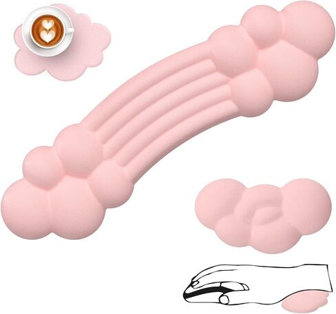 Cloud Wrist Rest Keyboard, Cloud Palm Rest Set with PU Leather Memory Foam, Cute Keyboard Rest for Wrist Support and Arm Rest, Desk Cloud Wrist Pad for PC/Gaming/Hand Cushion/Computer(Pink) in Saudi Arabia