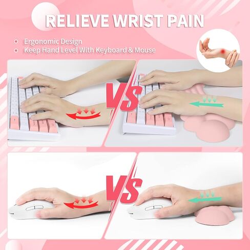 Cloud Wrist Rest Keyboard, Cloud Palm Rest Set with PU Leather Memory Foam, Cute Keyboard Rest for Wrist Support and Arm Rest, Desk Cloud Wrist Pad for PC/Gaming/Hand Cushion/Computer(Pink) in Saudi Arabia