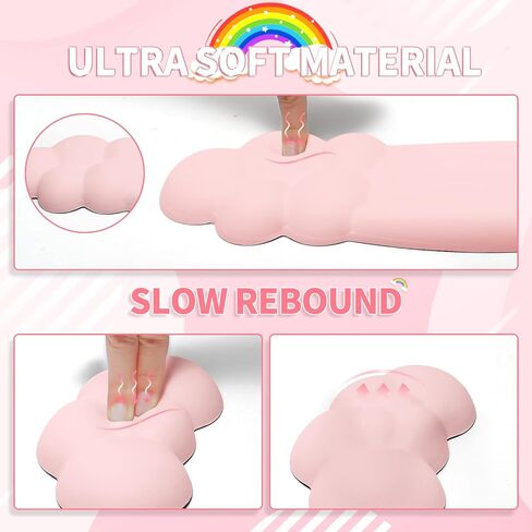 Cloud Wrist Rest Keyboard, Cloud Palm Rest Set with PU Leather Memory Foam, Cute Keyboard Rest for Wrist Support and Arm Rest, Desk Cloud Wrist Pad for PC/Gaming/Hand Cushion/Computer(Pink) in Saudi Arabia