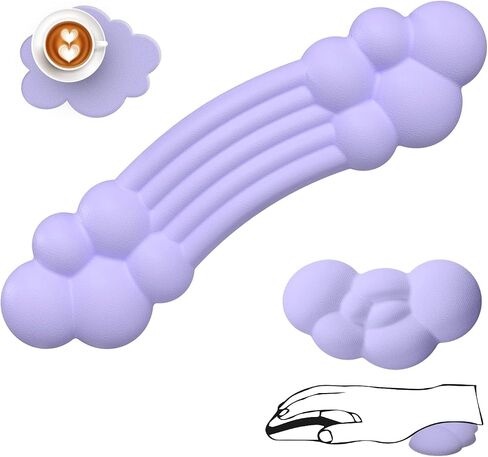 Cloud Wrist Rest Keyboard, Cloud Palm Rest Set with PU Leather Memory Foam, Cute Keyboard Rest for Wrist Support and Arm Rest, Desk Cloud Wrist Pad for PC/Gaming/Hand Cushion/Computer(Pink) in Saudi Arabia