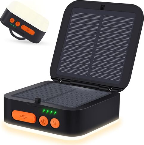 Sinvitron Camping Lantern - Solar Lantern, 5200mAh Rechargeable Camping Lights via Type-C and Solar,1000LM, 5 Lighting Mode,Waterproof Led Lanterns for Power Outages,Hurricane,Hiking,Fishing (Black) in Saudi Arabia