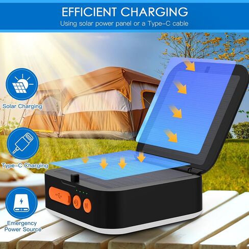 Sinvitron Camping Lantern - Solar Lantern, 5200mAh Rechargeable Camping Lights via Type-C and Solar,1000LM, 5 Lighting Mode,Waterproof Led Lanterns for Power Outages,Hurricane,Hiking,Fishing (Black) in Saudi Arabia