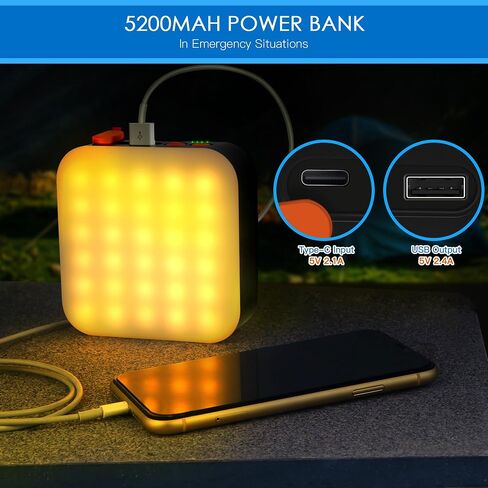 Sinvitron Camping Lantern - Solar Lantern, 5200mAh Rechargeable Camping Lights via Type-C and Solar,1000LM, 5 Lighting Mode,Waterproof Led Lanterns for Power Outages,Hurricane,Hiking,Fishing (Black) in Saudi Arabia