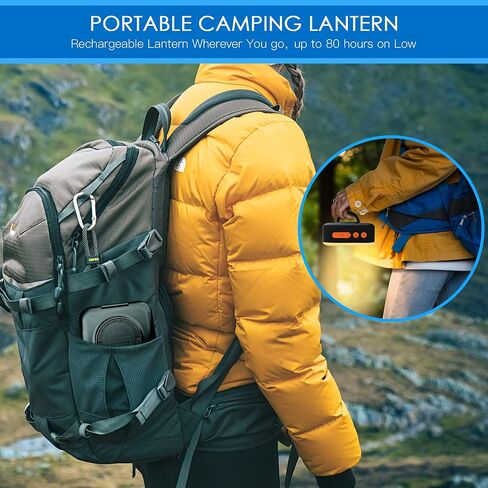 Sinvitron Camping Lantern - Solar Lantern, 5200mAh Rechargeable Camping Lights via Type-C and Solar,1000LM, 5 Lighting Mode,Waterproof Led Lanterns for Power Outages,Hurricane,Hiking,Fishing (Black) in Saudi Arabia